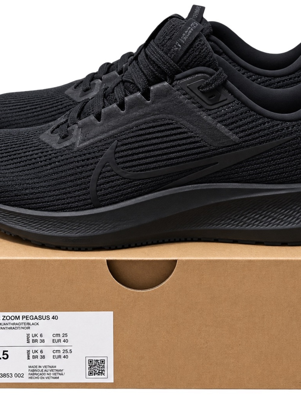 Nike Air Zoom Pegasus 40 Black Running Shoes Women’s 8.5 Men’s 7 NIB